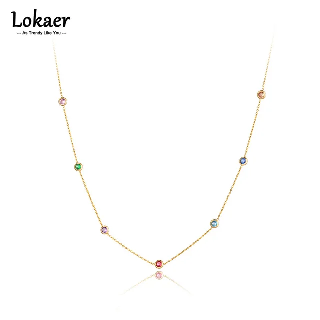 Lokaer modny tytanowy stal nierdzewna kolorowy CZ kryształowy Choker naszyjnik Bohemia Beach wisiorek łańcuszek biżuteria dla kobiet N21196