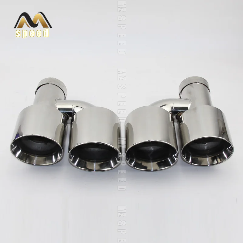 Car Accessories Stainless Steel And Bright Face Without Marked H-Type Double Outlet Straight Edge Exhaust Pipe Tailpipe