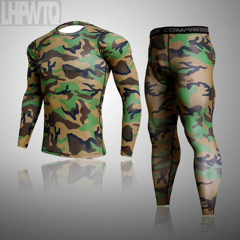 Men's Combat Camouflage Thermal Underwear Set Long Johns Winter Thermal Underwear Base layer Men Sports Compression Sports Sets