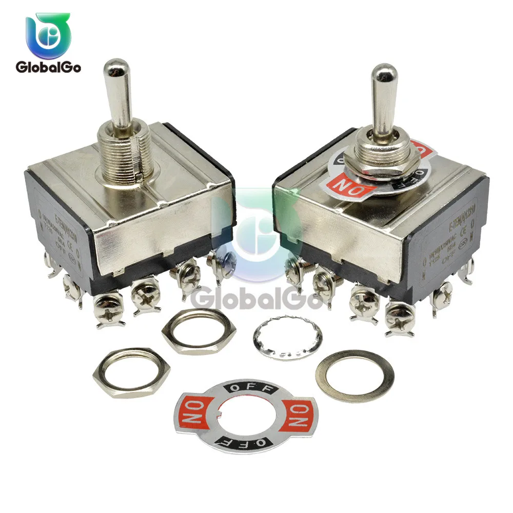 12pin Mini Toggle Switch Single Pole Double Throw SPDT ON-ON ON-OFF-ON Shaking Head Rocker Switches E-TEN(A)12310 12210 36.8*33M