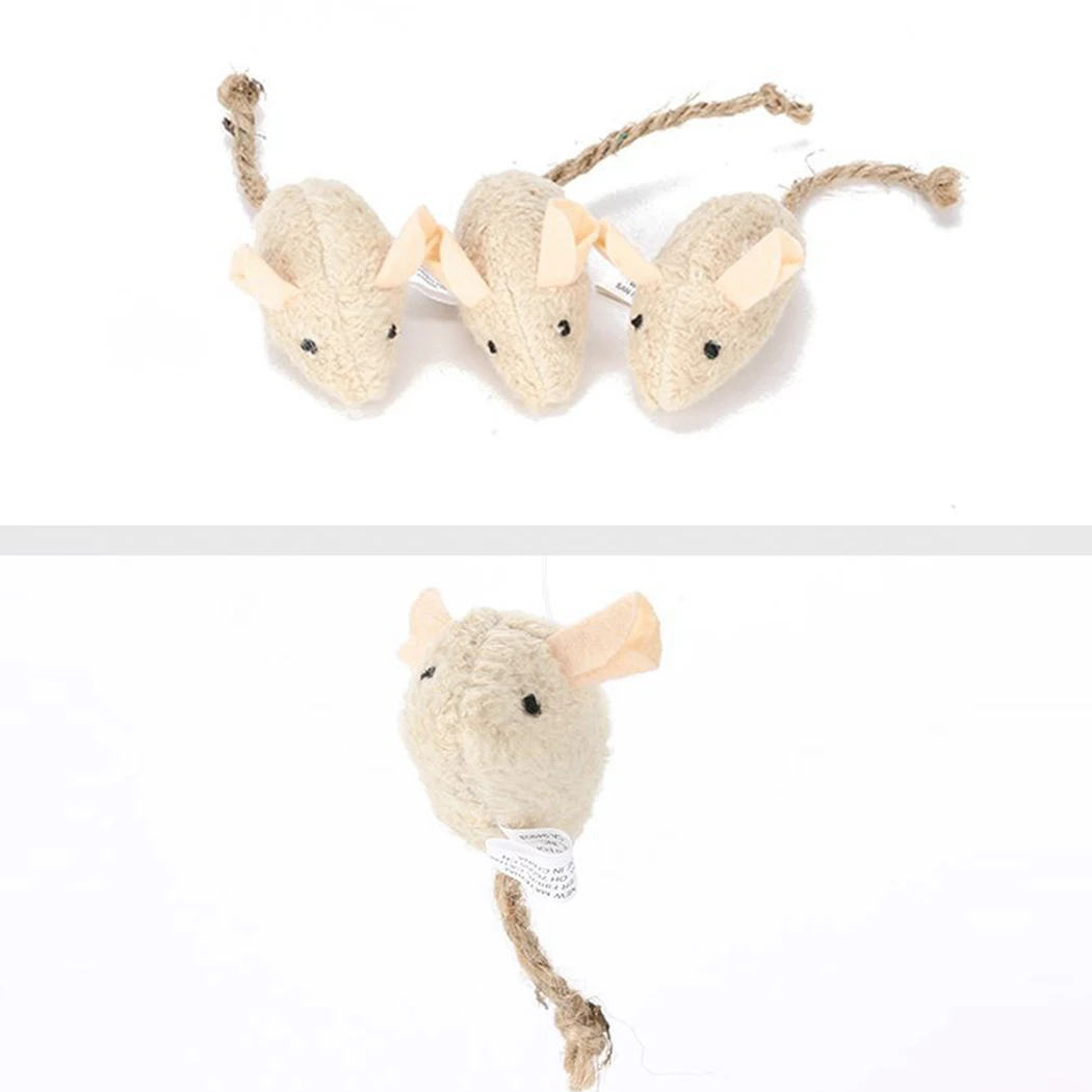 3Pc Cat Mice Toys Interactive Bite-Resistant Artificial Plush Cute Cat Interactive Toys Cat Chew Toy Pet Supplies Cat Teeth Toys