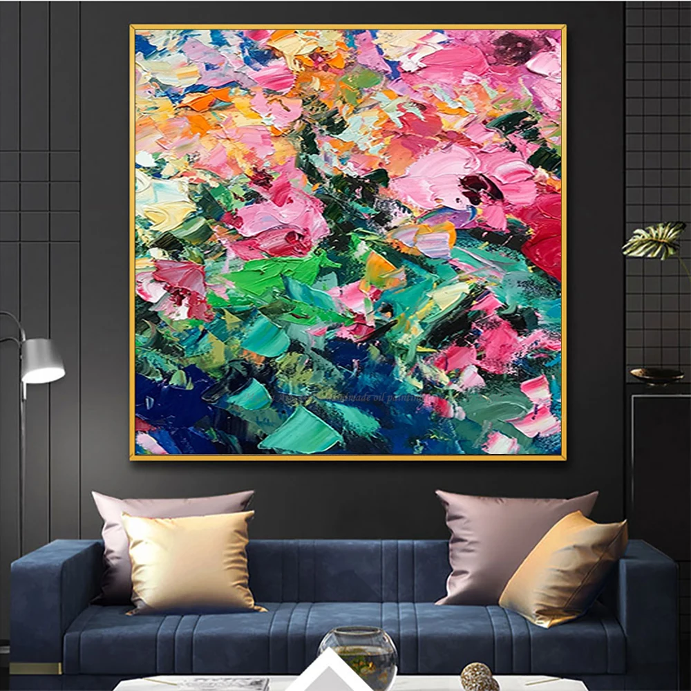 

Abstract flower paintings for living room wall oil painting canvas handmade vintage wall art canvas cuadros modernos for bedroom