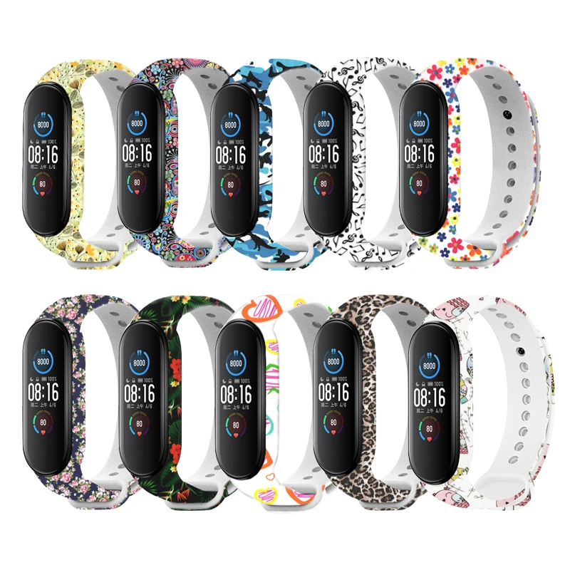 Strap for Xiaomi Mi Band 5 4 3 Silicone Wristband Bracelet Replacement for Xiaomi Band 5 MiBand 5 4 3 Wrist Color Strap