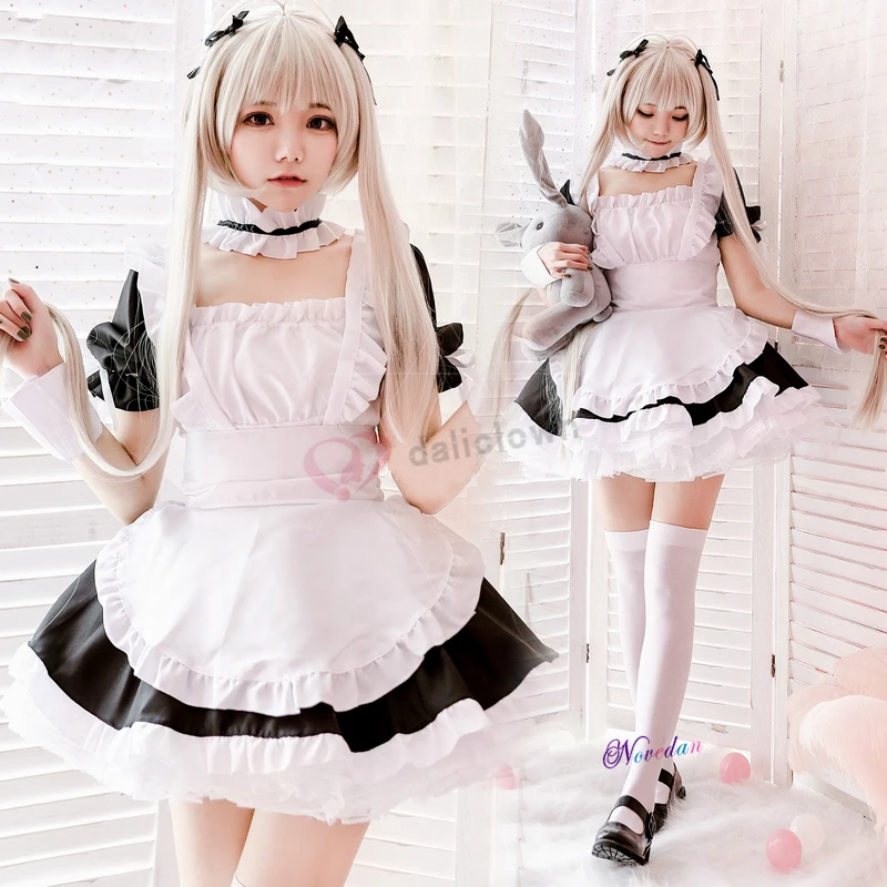 Crossdresser Ẻo Lả Người Hầu Gái Đầm Anime Yosuga No Sora Kasugano Sora Trang Phục Hóa Trang Nữ Áo Kawaii Quần Áo Cho Tiệc Hóa Trang Halloween