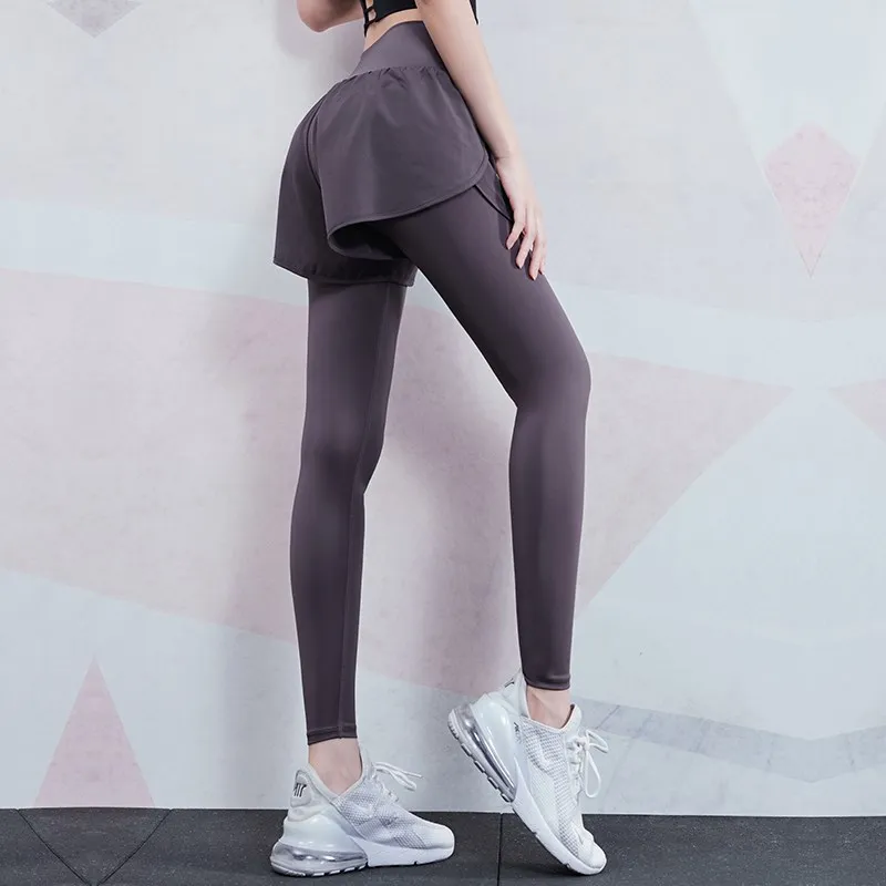 Vansydical Yoga Leggings Women 2 in 1Running Jogging Tights Femme Stretchy Sports Fitness Pants with Lining