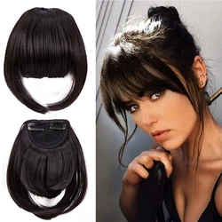 Leeons 81 Color Clip In Hair Bangs Hairpiece Synthetic Fake Bangs Hair Piece Clip In Hair Extensions Fake Blunt Air Bangs Black