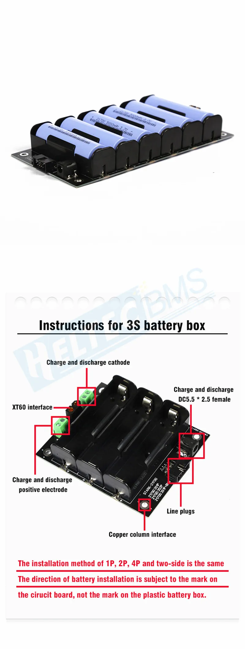 Custodia Portabatterie 21700 10S1P Con BMS 25A/50A - Scatola Per Alimentatore