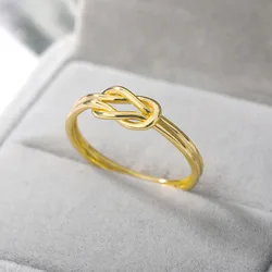 Stainless Steel Knot Infinity Rings For Women Girls Gold Color Heart Finger Ring Vintage Jewelry Gift Anillos Bague Femme