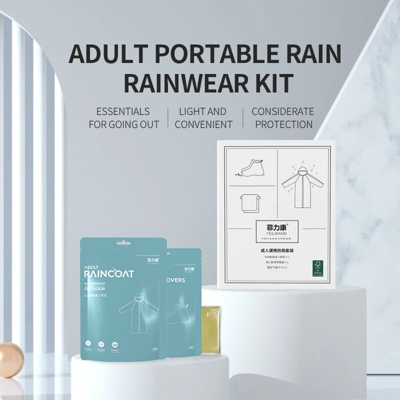 

Adult Portable Rain Proof Kit High Quality Shoe covers Fashion Transparent Waterproof Rain coat Outdoor Hiking Rainwear Suit