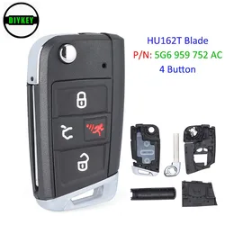 DIYKEY Flip Keyless Remote Key Shell Case 4 Button dla Volkswagen Atlas 2018-2020 NBGFS12A01 MQB P/N: 5G6 959 752 AC HU162 Blade