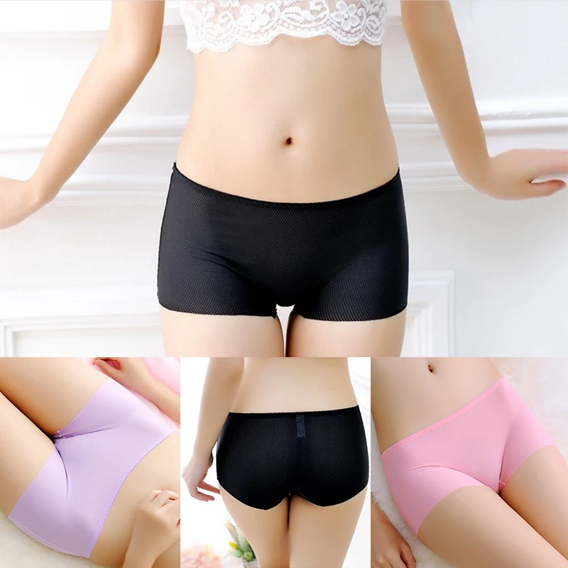 New Comfortable and High-grade One-piece Breathable Women\'s Underwear Summer Ice Silk Seamless Boxer Shorts Women Lingerie Femme