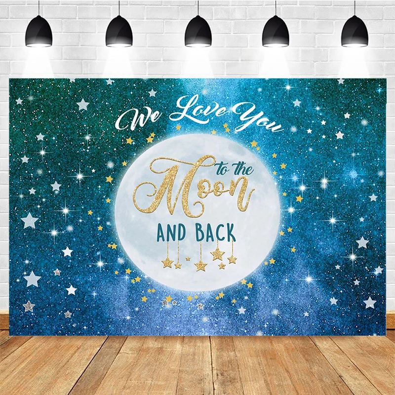 

Mocsicka Moon Background Baby Shower Newborn Twinkle Little Star Banner Kid Birthday Photo Backdrop Photography Studio Wallpaper