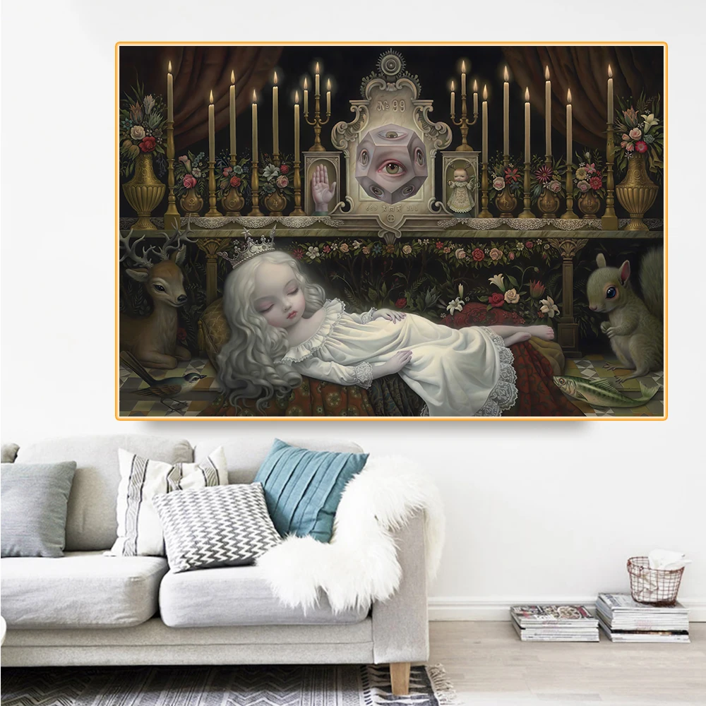 Mark Ryden《Wakening the moon》Canvas Art Oil painting Artwork Poster Picture Modern Wall Decor Home Living room Decoration