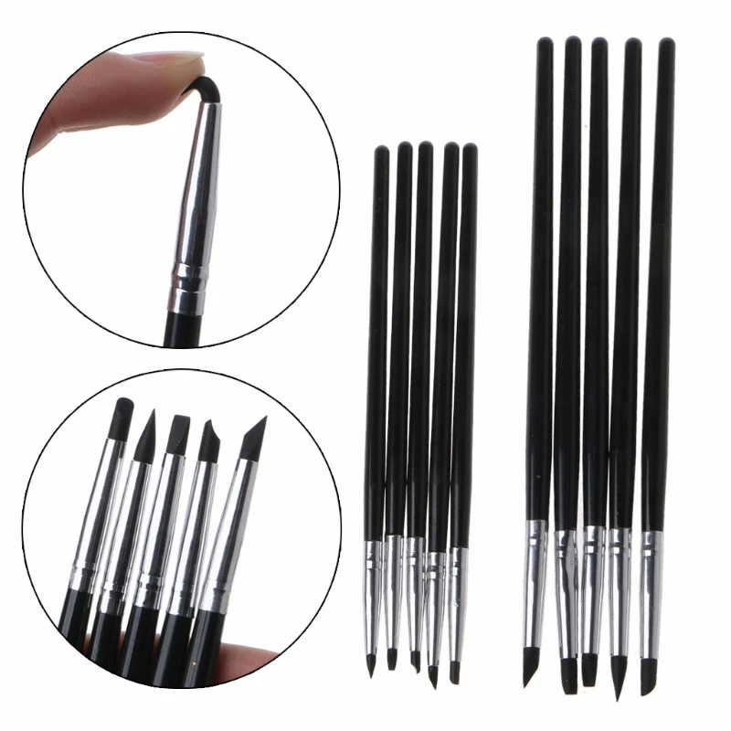 

5 Styles Soft Clay Resin Smearing Sticks Epoxy Resin Coloring Daubed Silicone Pens Color Shaper Sculpting Painting Tools