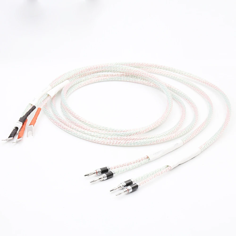 1 Pair Valhalla Series Hifi Speaker Cable With Banana to Spade Plug Speaker Audio Cable 2.5M