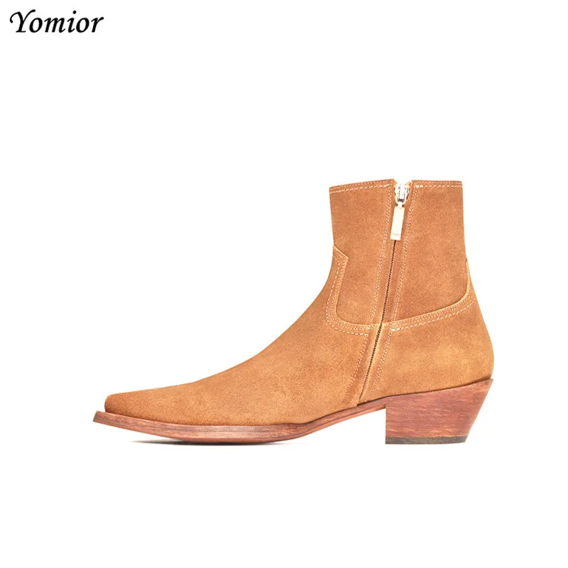 Cổ Điển Nhà Thiết Kế Thương Hiệu Da Bò Nam Mắt Cá Chân Giày Thời Trang Thu Đông Cao Cấp Giày Chelsea Boot Đầm Nền Tảng Giày