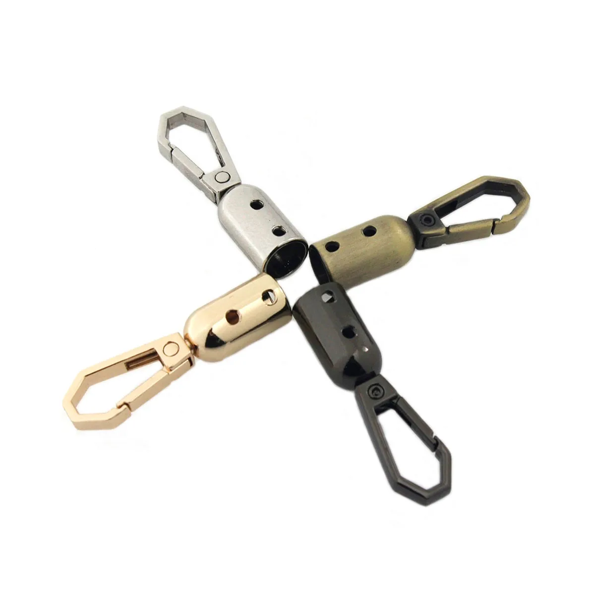 2pcs Metal Fashion Leather Cord Crimps End Tip Caps Connectors Snap Hook Trigger Clasps Clips for Leather Craft Bag Strap Belt