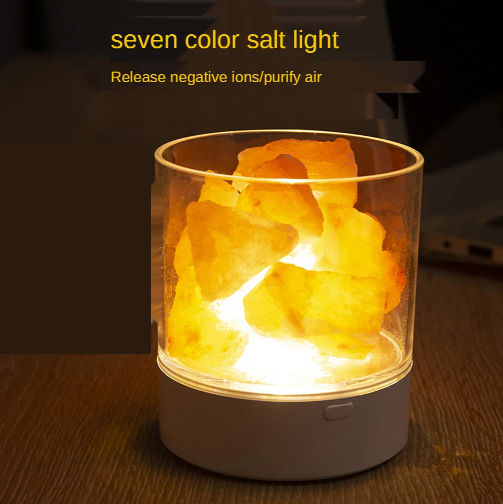 Himalaya Crystal Salt Lamp Natural Negative Ion USB Charging Bedroom Desktop Colorful Lamp Bedside Lamp Gift Night Light