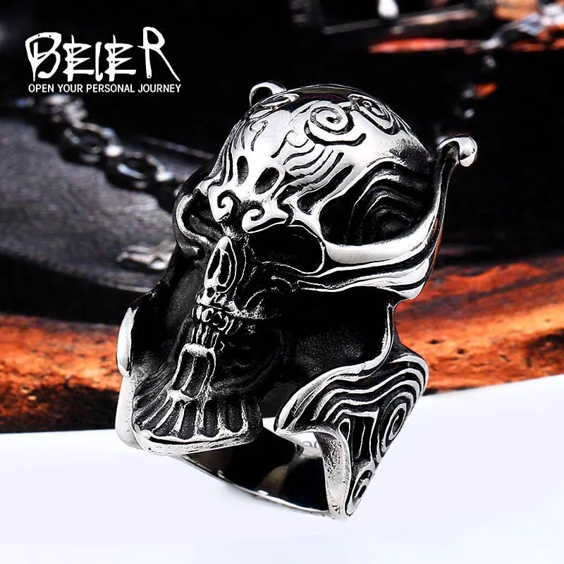 Beier new store 316L Stainless Steel  high quality Drop Ship A variety of Skull Big Punk Biker Ring fashion jewelry LLBR8-414R