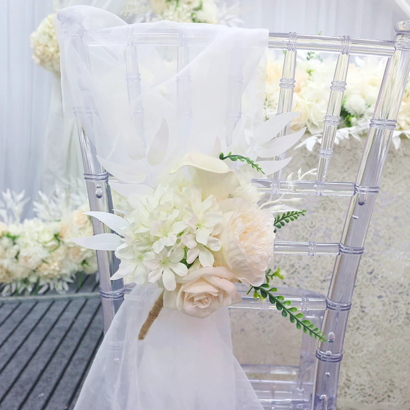 JAROWN Artificial Rose Peony Eucalyptus White Silk Flower Row Wedding Party Home Decor Table Centerpiece Flower Corner Flowers