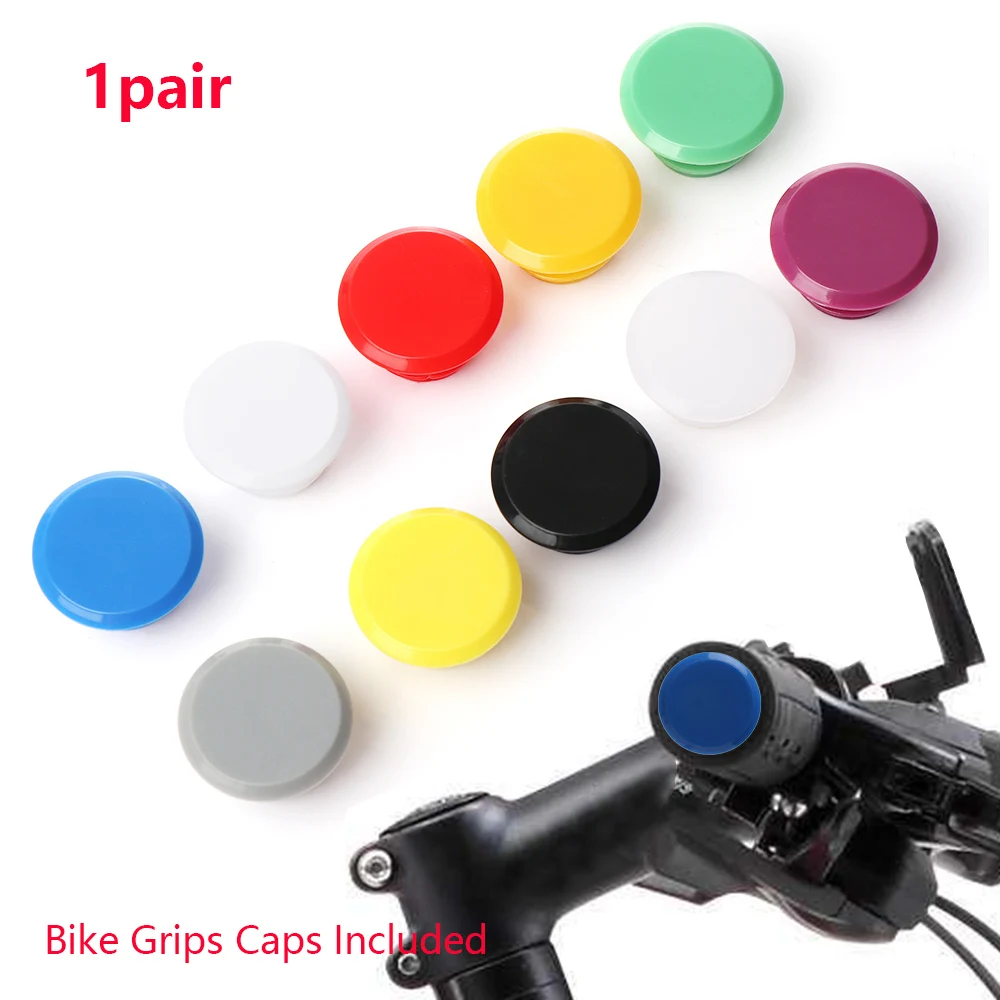 1Pair Colorful Bicycle Handlebar Grip End Plugs Road Bike Grips Bicycle Handles Plastic Caps Stoppers Covers Bike Accessories