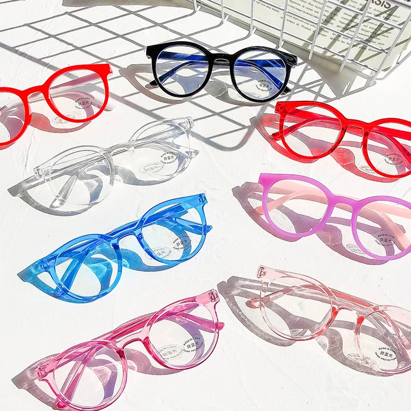 New round pc frame anti blue light glasses Plain glasses children radiation protection for kid Computer phone eyeglasses