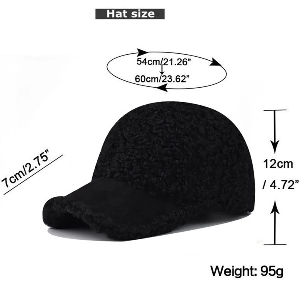 FS 2024 Warm Winter Baseball Cap For Men Black Khaki Women Lamb Wool Caps Windproof Plus Velvet Trucker Hats Casquette Homme