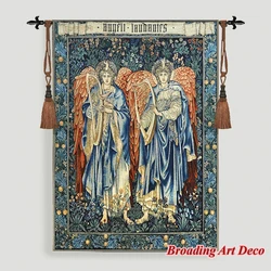 William Morris Angeli Laudantes 중세 태피스트리 벽걸이 자카드 직조 고벨린 홈 아트 장식, Aubusson 코튼 100%