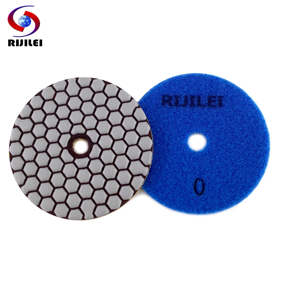 Imagem -03 - Rijilei-resina Flexível Almofada de Polimento a Seco Almofadas de Diamante para Piso de Concreto de Mármore Disco de Moagem 100 mm Pcs