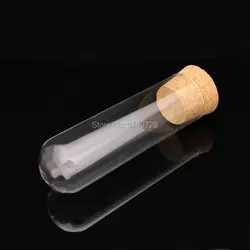 1pcs 40x150mm transparent round bottom glass test tube with cork stopper Flat - mouth thickened glass tube, teaching equipment
