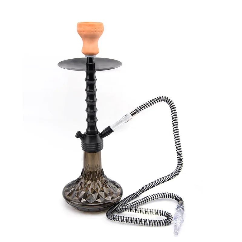 Heght:51cm Acrylic Shisha Hookah Set Single Hose Ceramics Bowl with Tray Chicha Nargile Water Pipe Accessories