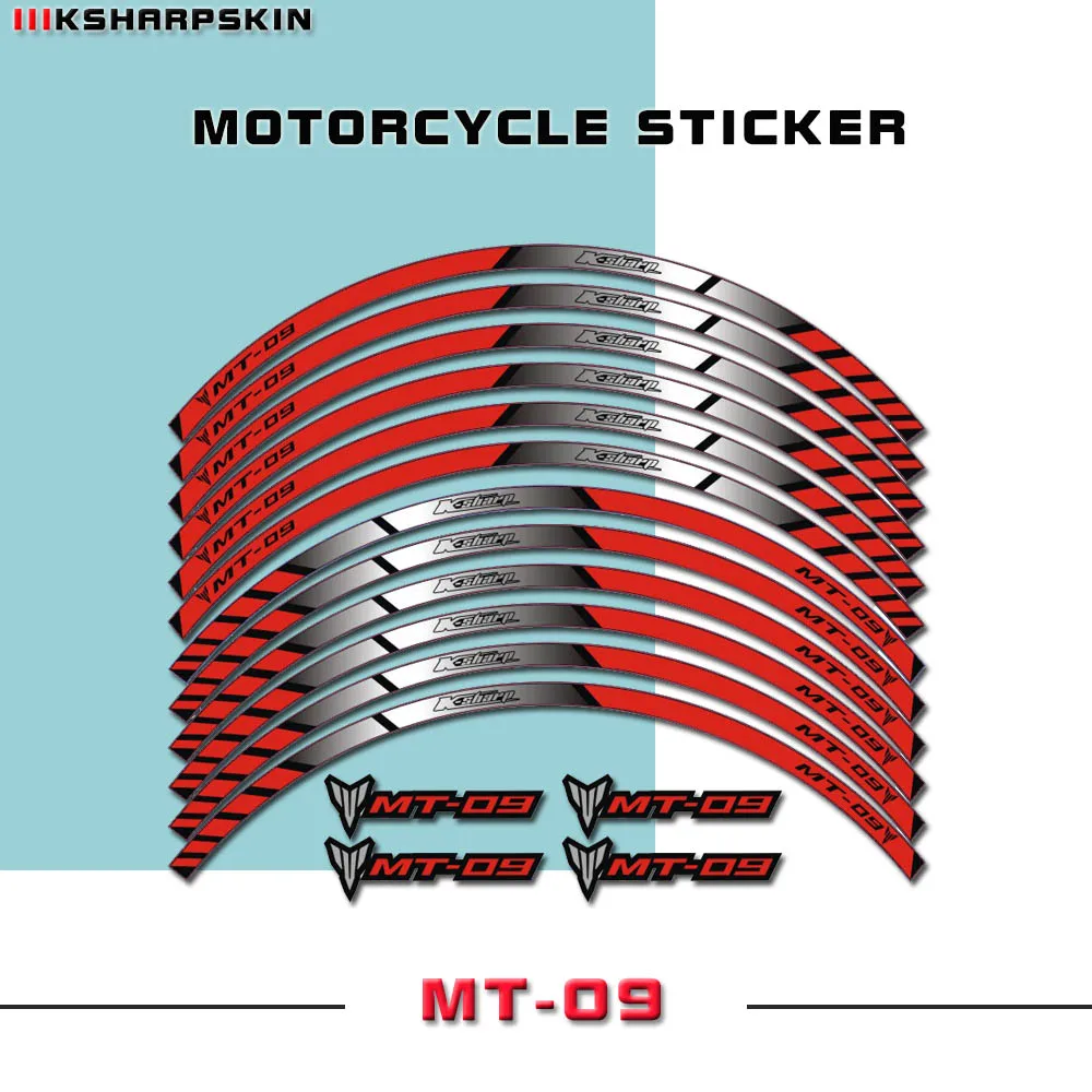

12 светоотражающих наклеек на обод колеса, ступица колеса с цветными наклейками для Yamaha MT-09