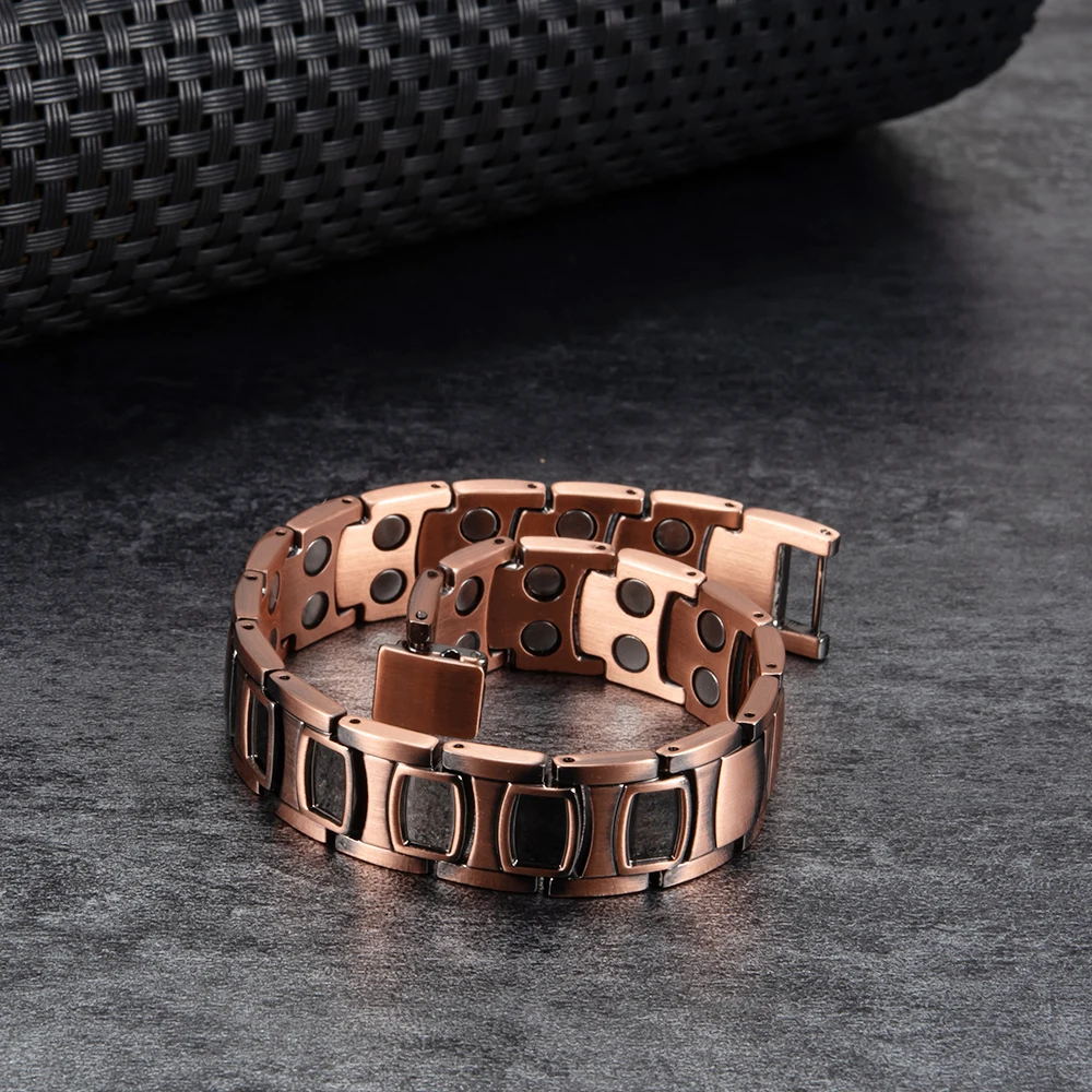 Pure Copper Magnetic Bracelet Homme 14mm Wrist Band Magnetic Bracelet Benefits Health Energy Copper Magnetic Bracelet Arthritis