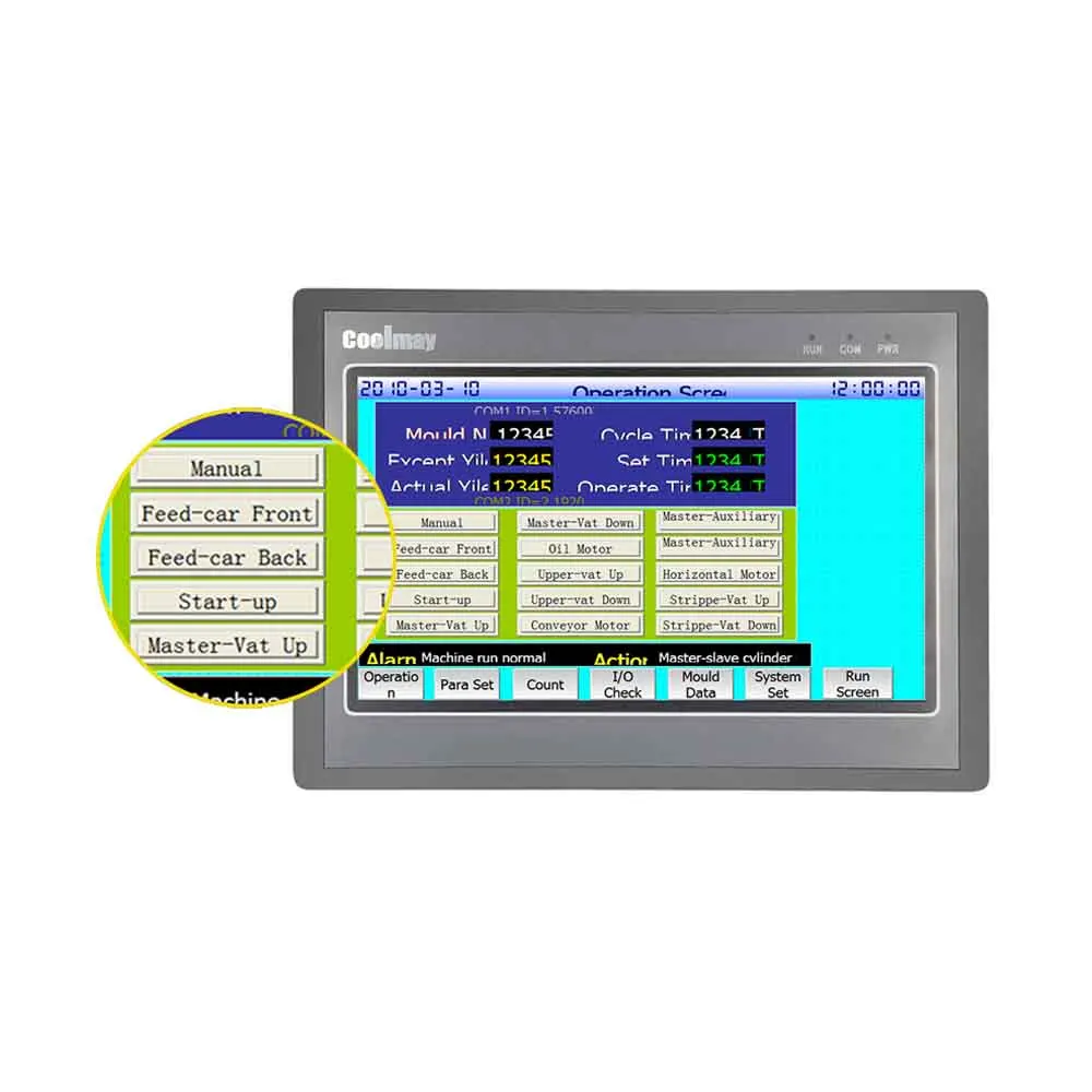 Coolmay EX3G-8100H-60MT-485P 10 inch color touchscreen plc controller integrated 30DI 30DO modbus protocol