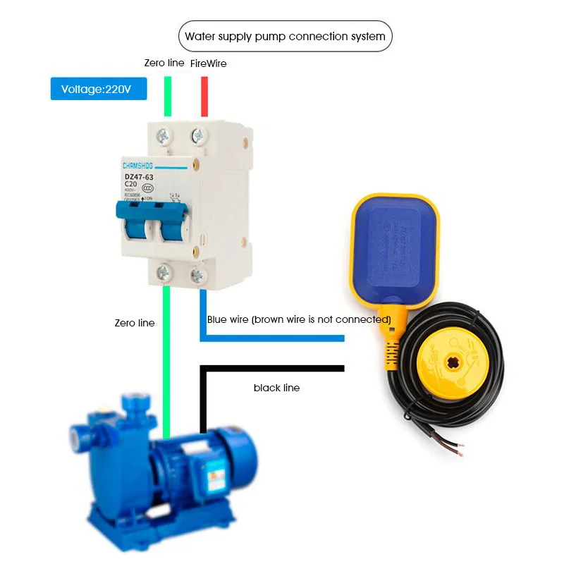 Water Level Automatic Controller Float Switch Liquid Plastic Ball Valve For Tower Tank Switches Contactor Sensor 220V 380V 2M 5M