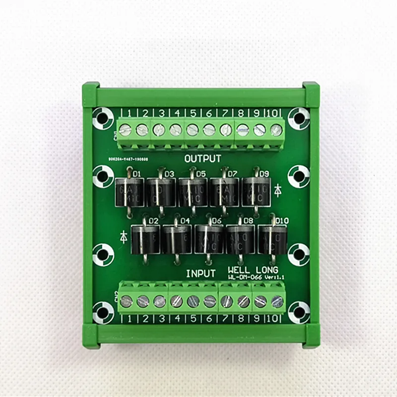 DIN rail mountable Diode Protection Terminal Block 6A10 6A/1000V Diode Terminal Block.
