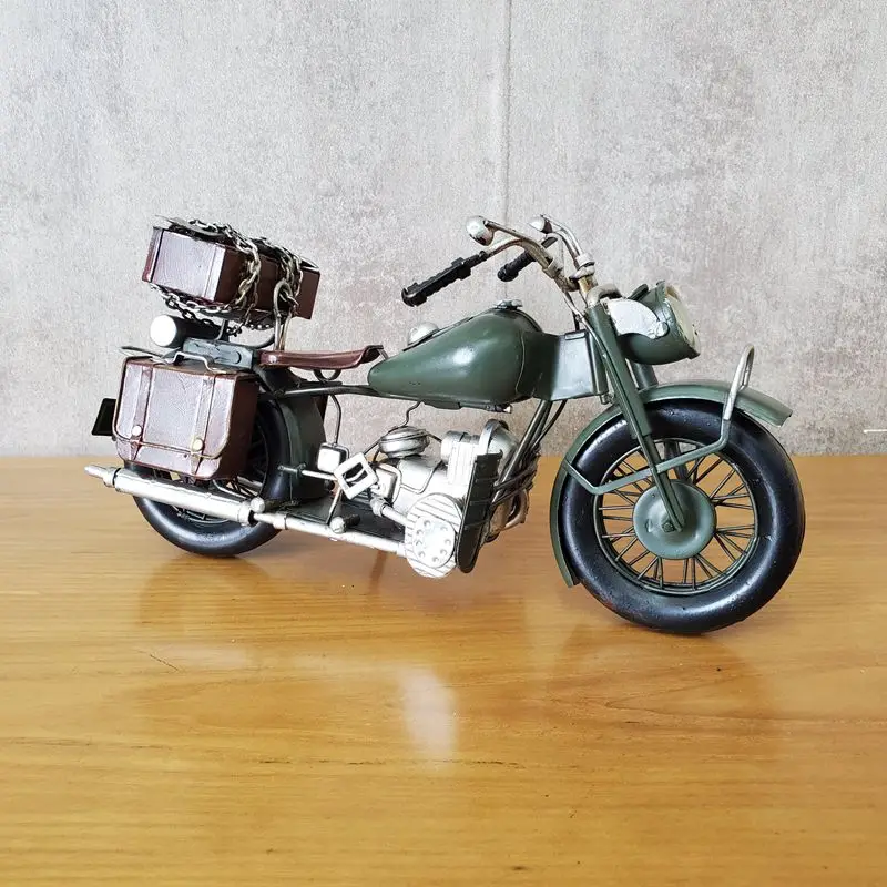 Model Military Motorcycle Modelcar Ironwork Retro Crafts Handmade Collection Handicraft Decorations Gifts Retro Nostalgic