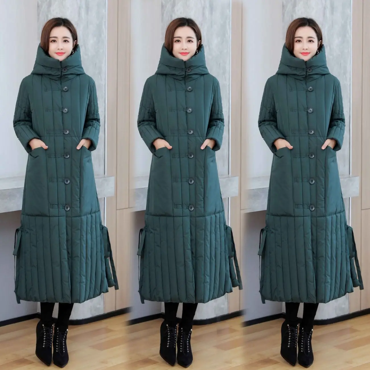 Winter 2024 New Korean Loose Women Jacket Down cotton Long Hooded Coat Thicken Parkas Female Loose Windproof Warm Overcoat