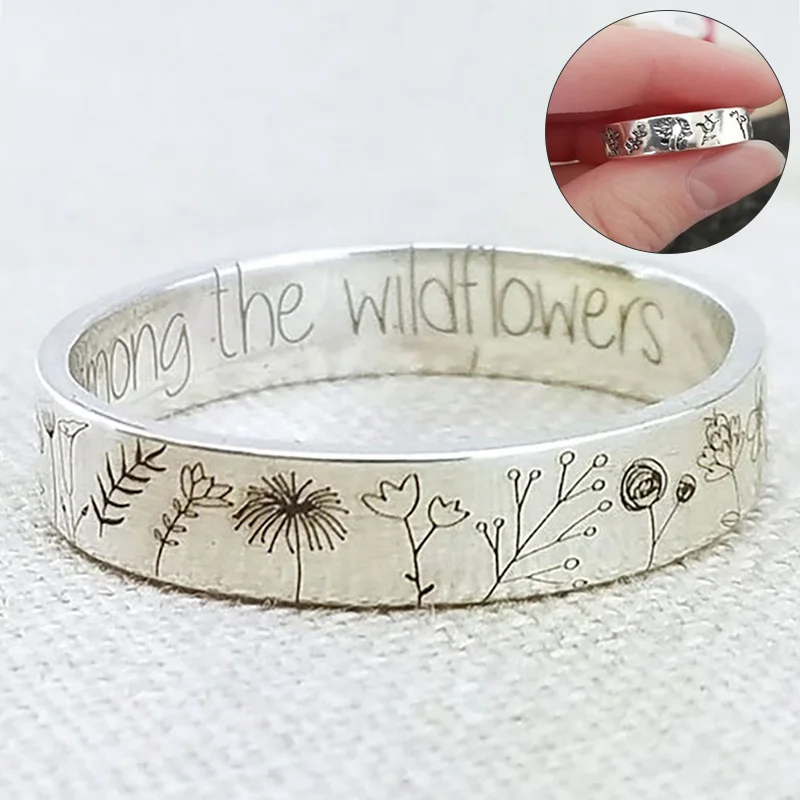 Fashion Wildflowers Rings for Women Simplicity Carved Dandelion Flower Ring Floral Daisy Daffodil Ring for Girls Statement Gift