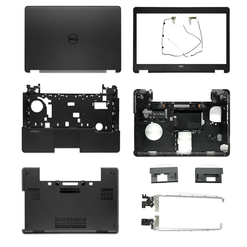 New For Dell Latitude E5440 5440 LCD Back Cover/Front Bezel/Hinges/Palmrest/Bottom Case Door Cover 063J7T 00DFDY Black No Touch