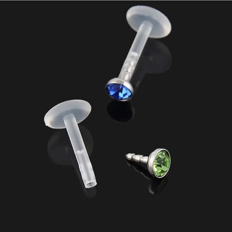 6pcs Nose Ring Nipple Piercing 16G Mixed Acrylic Crystal Bar Monroe Labret Stud Lip Ring Flesh Belly Fake Piercing Septum Grillz