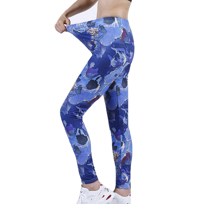 Yrrety Patch Print Fitness Leggings Vrouwen Sporting Potlood Broek Streetwear Stretch Broek Push Up Sexy Imiteren Gat Jeggings