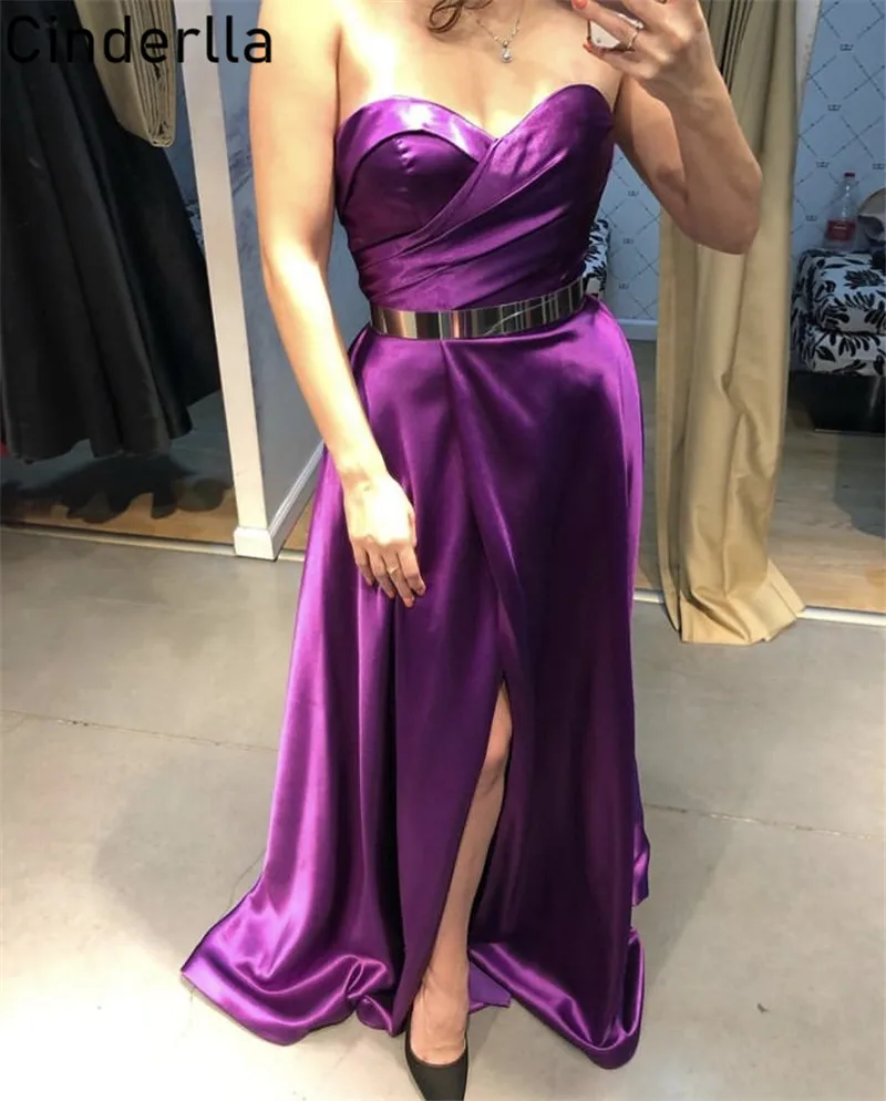 Robe de bal trapèze en Satin avec fermeture éclair dans le dos, tenue de bal avec traîne, sans manches, 2021