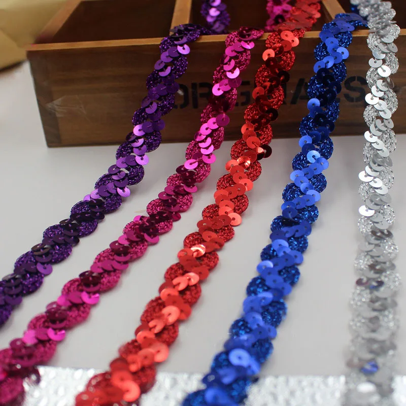 25Meters Shiny Beading Sequins Lace Fabric Trim for Wedding Decor Handmade DIY Craft Lace Ribbon Fabric Garments Sewing Supplies