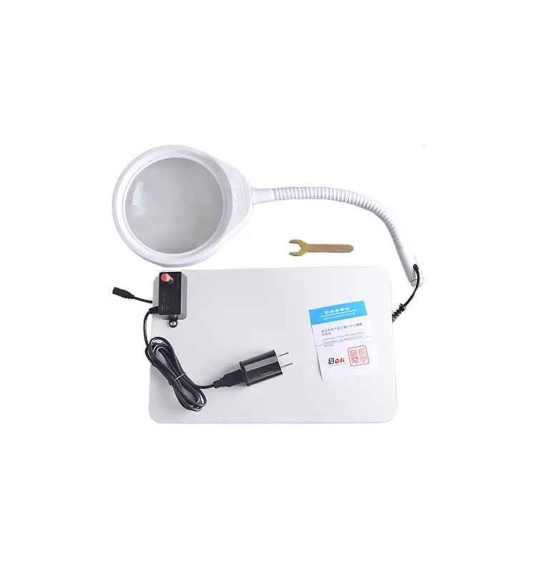 Lupa iluminadora de lente grande 5X 8X 10X, lámpara de lupa de escritorio Flexible, herramientas de reparación con USB, venta al por mayor
