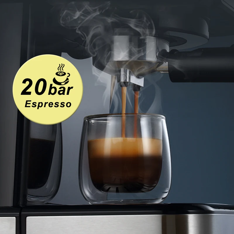 HiBREW Cafetera 20 Bar Espresso inox Semi Automática Expresso Cappuccino Agua Caliente Vapor Temperatura Pantalla H5