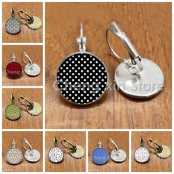 Classic red black polka dot pattern round glass convex round dome earrings handmade jewelry