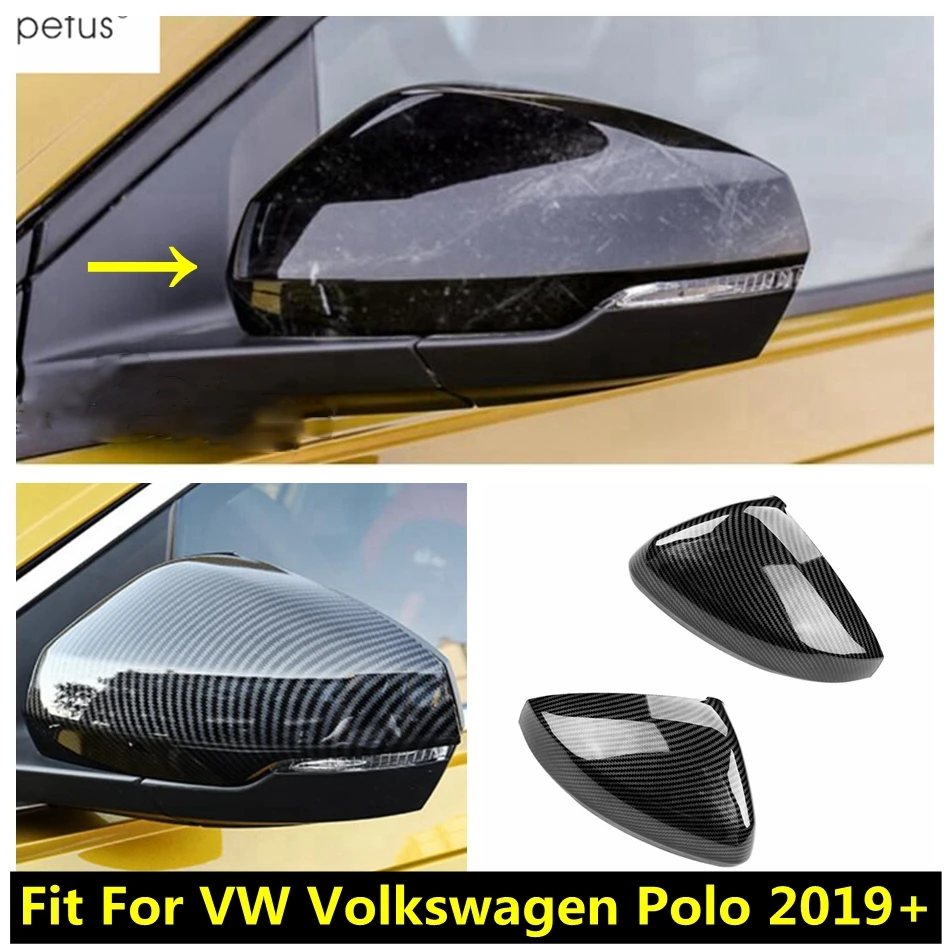 

Car Door Rearview Mirror Cap Shell Protector Decoration Cover Trim ABS Carbon Fiber Accessories For VW Volkswagen Polo 2019-2023