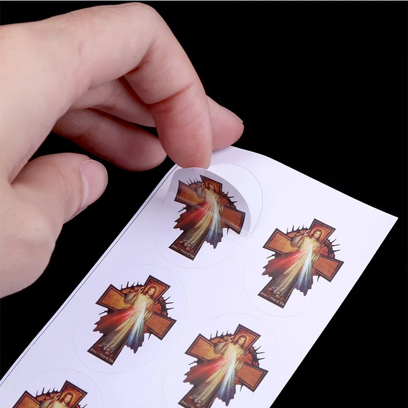 50pcs Oval Religious Catholic Saint Mary Sticker Accessories