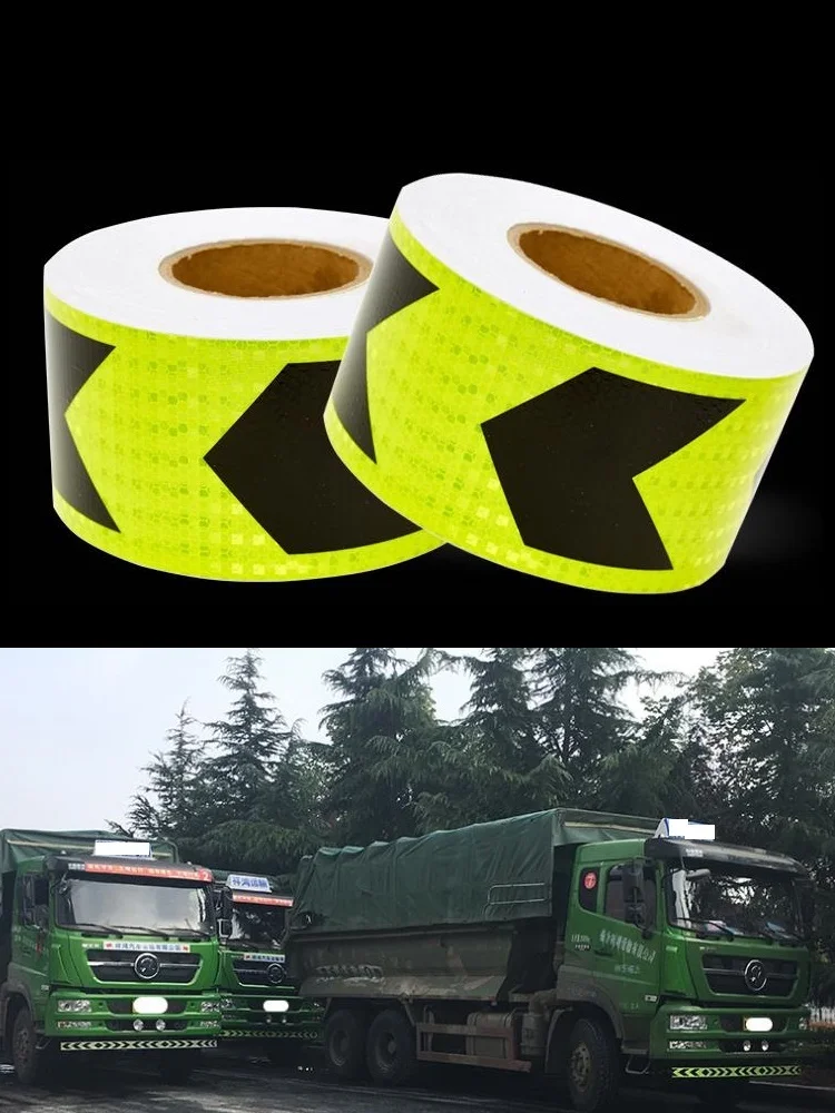 Yemingduo10cm* 25M Self-adhesive PVC Reflective Safety Warning Tape Road Traffic Construction Site Reflective Arrow Mark